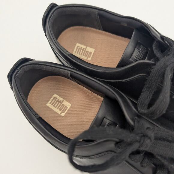 Fit Flop Rally Leather Sneaker Shoes Women's X22-001 Black/White Size US8 EU39 - Picture 13 of 13